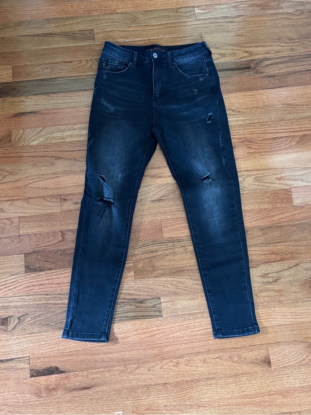 Risen Black Distressed Skinny Jeans